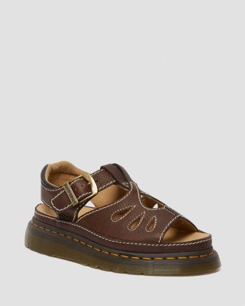 Dr Martens Castillo Leather Fisherman Sandale Damske Tmavo Hnede | 9320-DOTCR